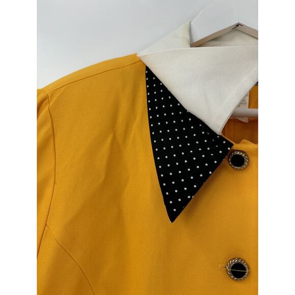 Vintage Nine 2 Nine Blouse Womens 16 Gold Yellow Double Collar Polka Dot Union - Picture 8 of 16
